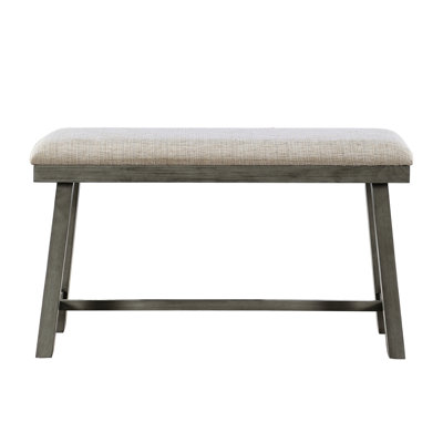 Banc à hauteur de comptoir avec revêtement texturé gris, pour la salle à manger, siège rembourré en mousse