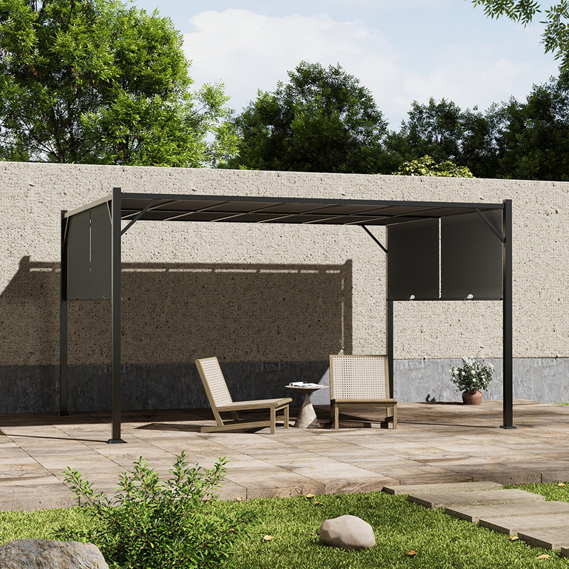 3.95m x 2.95m Steel Pergola, Grey