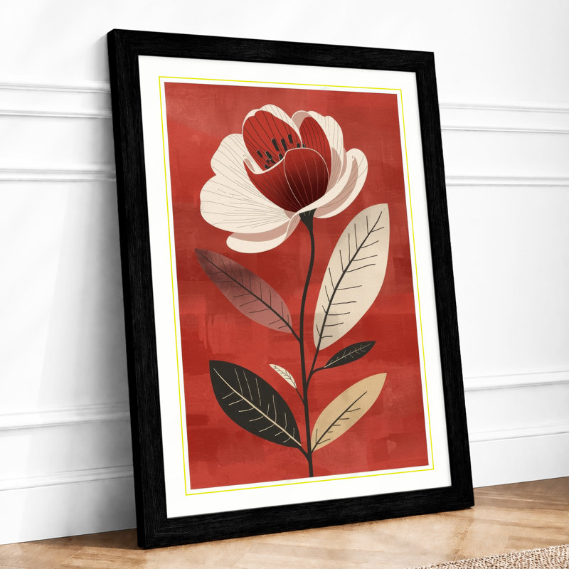 Geometric Study Botanical - Framed Print, A2 - 59.4 x 42.0 cm, Black