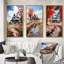 «Farmhouse Memories Pointillism», 3 pièces sur toile-655966636-655966631