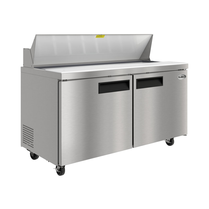46 in. Commercial 2 Door Refrigeratd Salad and Sandwich Prep Table, 12 Pan Capacity and 14 Cubic Feet of Storage