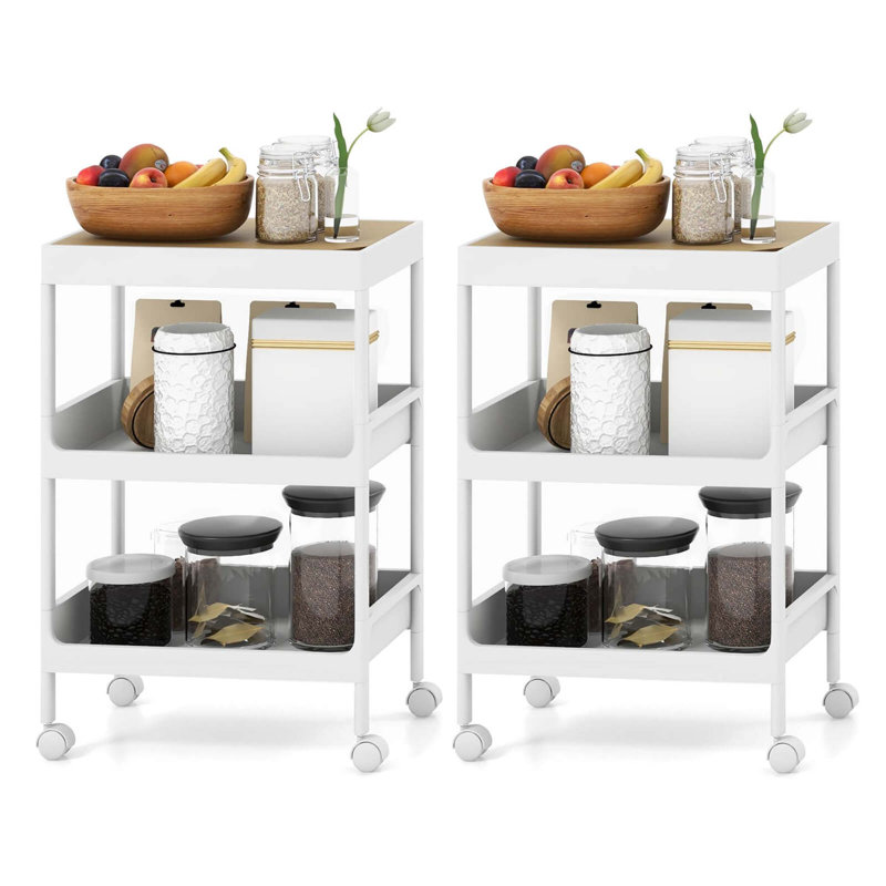 Chariot de rangement roulant à 3 niveaux avec plateau amovible Costway
