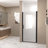 Shower Door  - Matte Black Aluminum Frame Material, Half Frame,1/4"(6Mm) Tempered Glass Explosion Proof Film-122071493