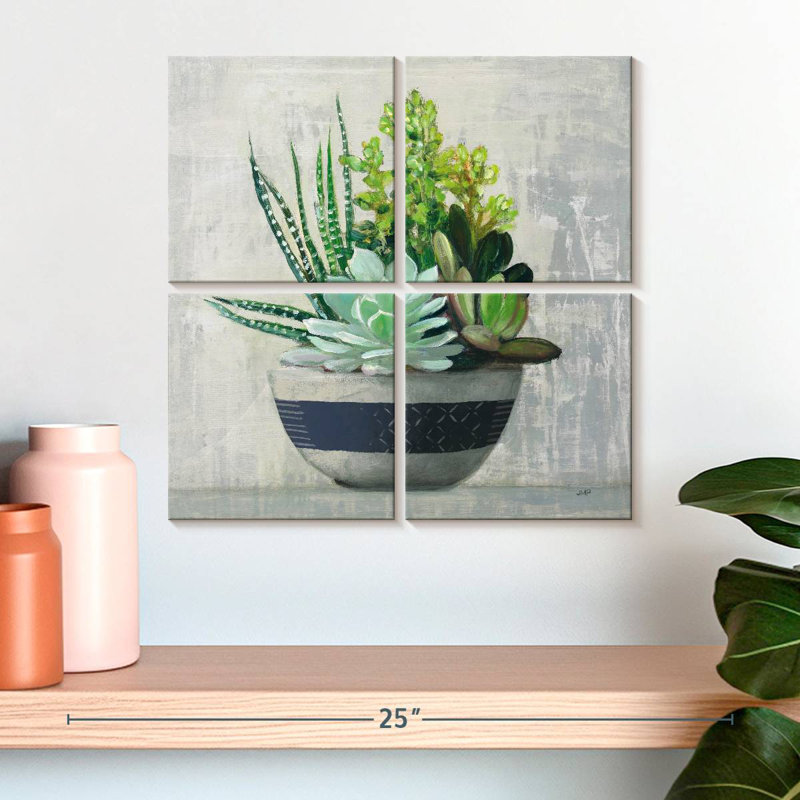 Harnek Succulent Still Life II - bleu marine, H 18 po x l 18 po