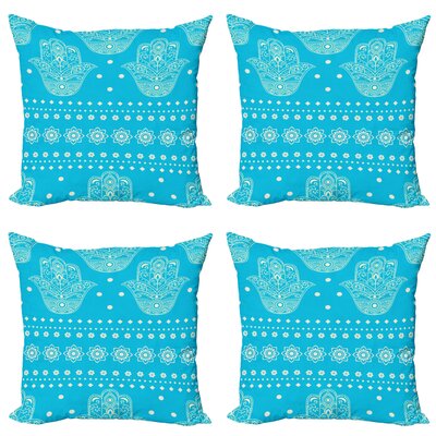 Ambesonne Hamsa Decorative Throw Pillow Case Pack Of 4, Theme Hamsa Hands Geometric And Floral Pattern Evil Eye Protection, Cushion Cover For Couch Li -  East Urban Home, FC5F88DA411642C2B40B936F81037353