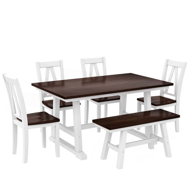 Tranel Double Pedestal Dining Set, Natural/White, Natural/White