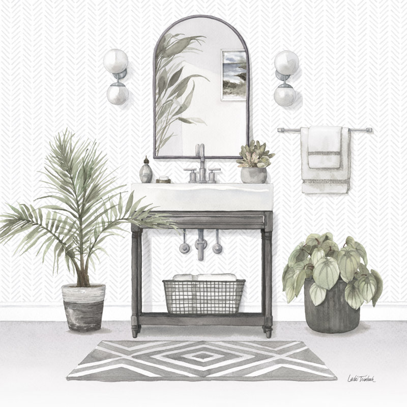«Armita Serene Bath I» sur toile par Leslie Trimbach, H 12 po x l 12 po