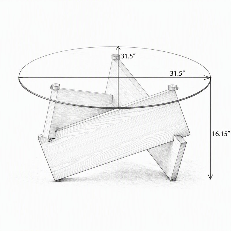 Table basse ronde moderne, Clear / Wood