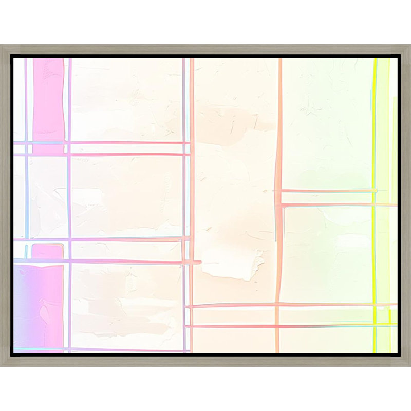 «Pastel Geometric Grid Abstraction», art mural sur toile encadré, Silver, 22" H x 28" W