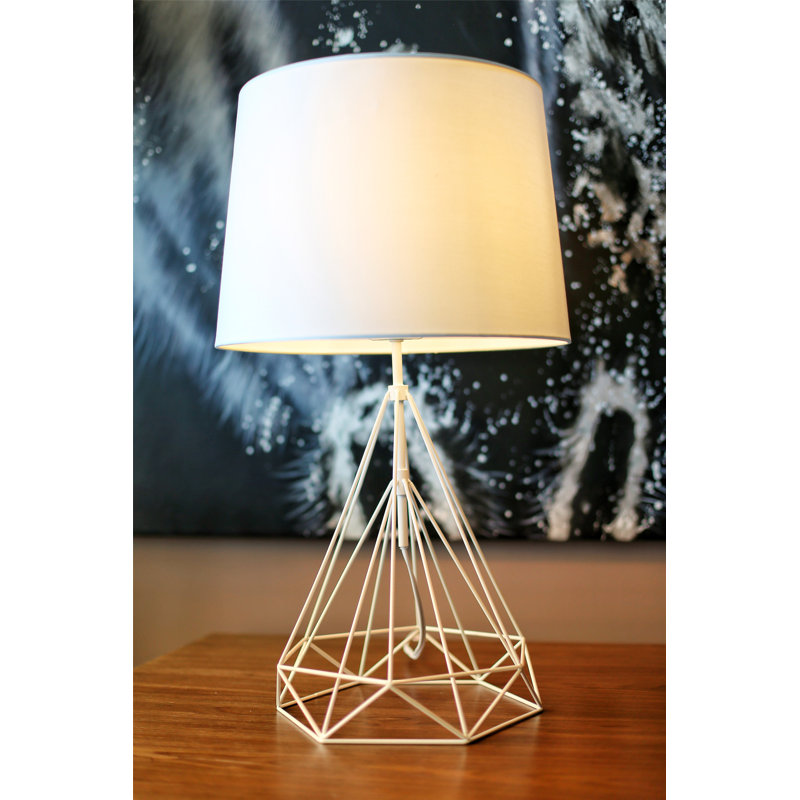 Lampe de table géométrique 25 po Anaya, blanc