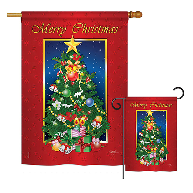 Ensemble de drapeaux en polyester 40 po x 28 po Rhinebeck Merry Christmas Winter Impressions