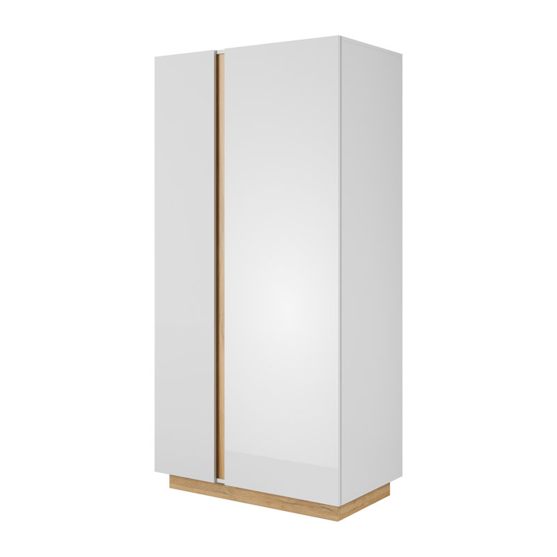 Janaeya 2 Door Manufactured Wood Wardrobe, White Gloss