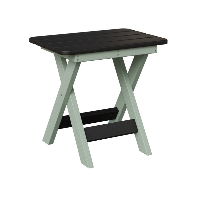 Berlin Gardens Folding End Table, Black, Seafoam