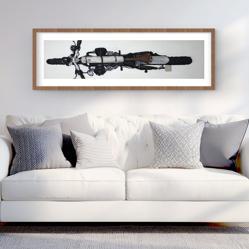Vue aérienne de la moto - Gray Man Cave, reproduction encadrée