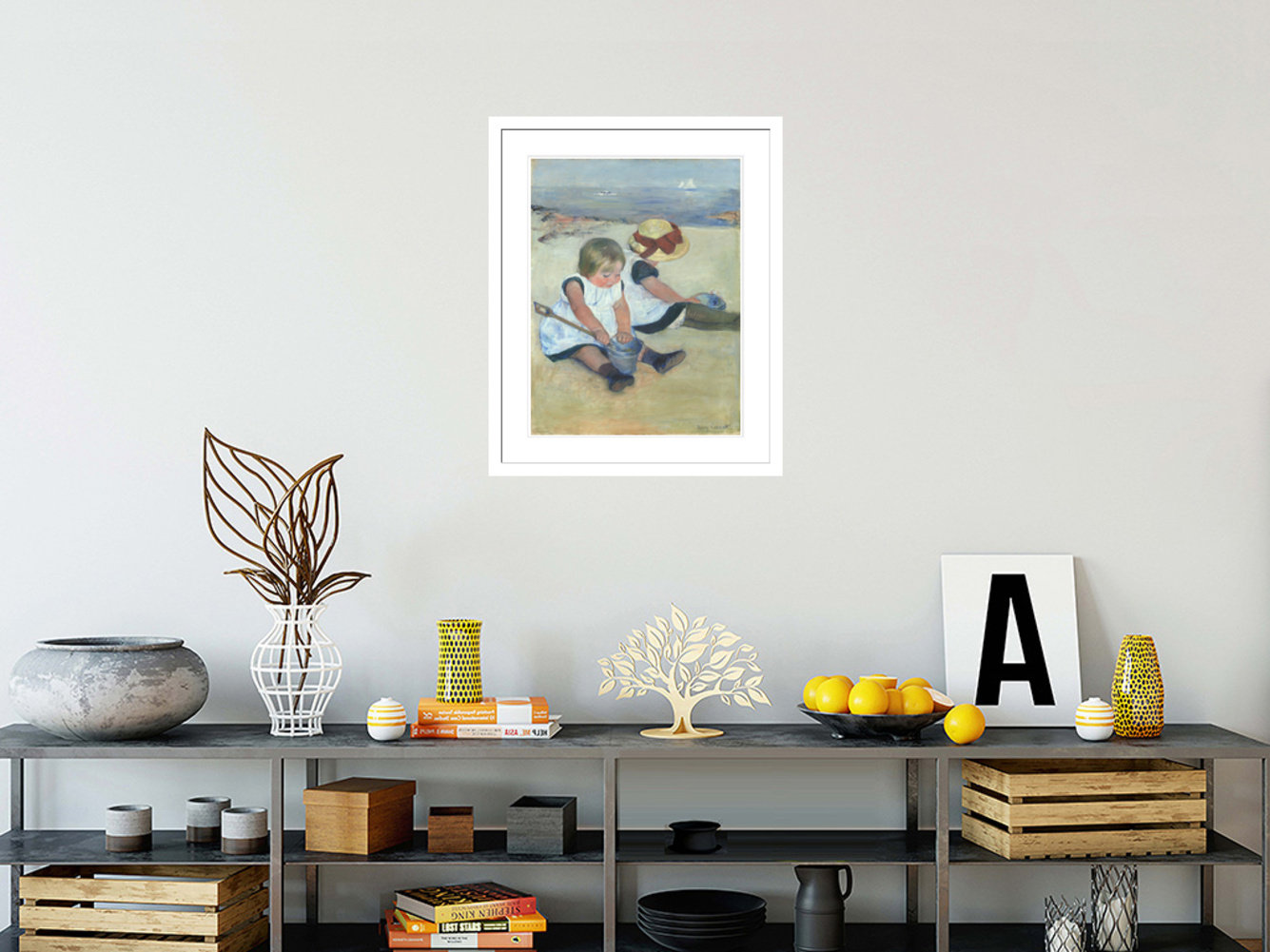 Red Barrel Studio Children Playing on the Beach by Mary Cassatt -Framed ...