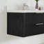 Meuble-lavabo double flottant 60 po en chêne noir patiné avec plateau en quartz blanc Barcelona-121696776-121696777
