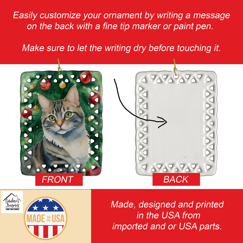 Ornement en porcelaine American Bobtail, American Bobtail Cat