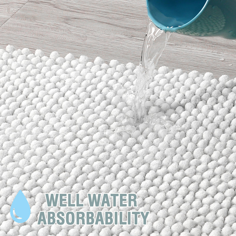 Yorvin 1 Piece Bath Rugs Soft Shaggy Non-Slip Chenille Bathroom Rugs Machine Washable Bathroom mat Tub and Shower Home Decor Accessories Rubber Bath Rug