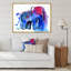 Impression d'éléphant bleu et rouge - Peinture sur toile-67227816-67227828