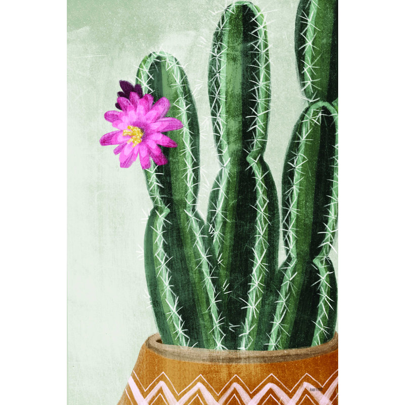 Cactus en fleurs - reproduction sur toile tendue, H 16 po x l 12 po