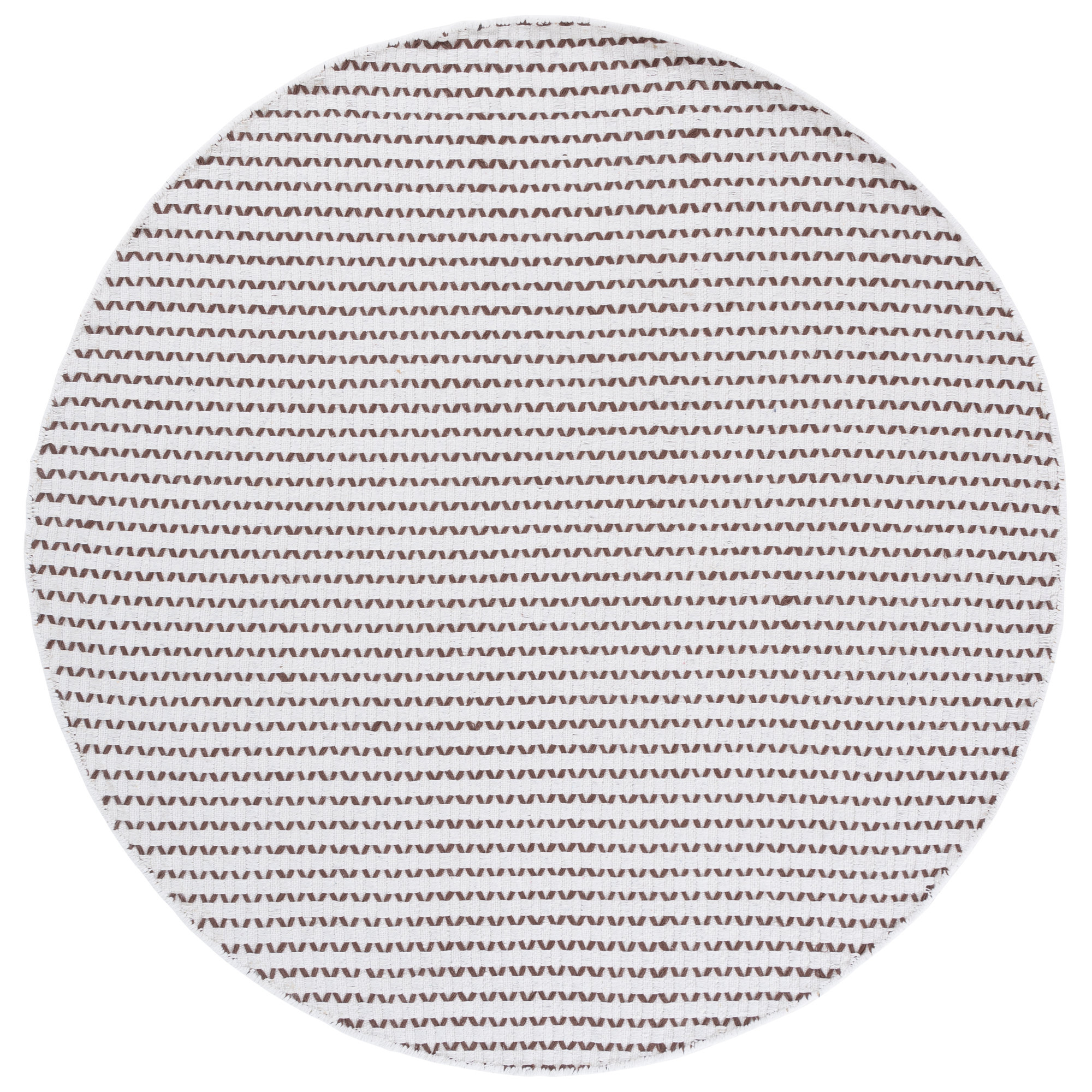 Cape Cod Handwoven Cotton Pile Chevron / Zig Zag Rug, Round 6'