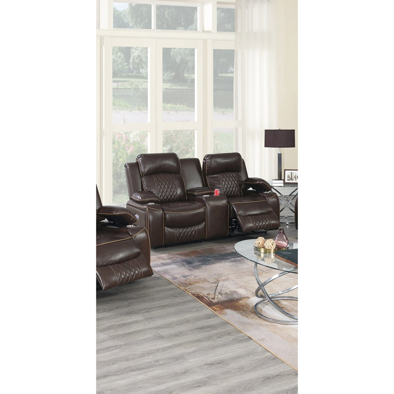 Gel moderne brun avec rangement et Power Motion 2 ports