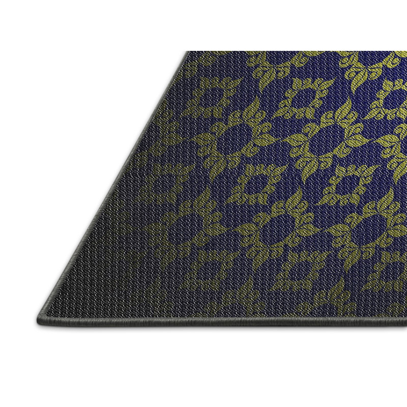 Tapis bleu/noir/jaune à tisser électrique, Rectangle 7 pi x 10 pi
