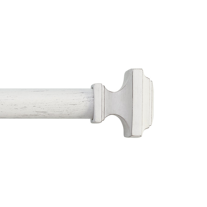 Mode Farmhouse Collection 1 1/8 in Diameter Curtain Rod Set with Cottage Square Finials and Steel Wall Mounted Adjustable Rod