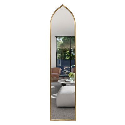 Gold Arch Full Length Mirror, 16"x71", Wall Mount, Home Mirror