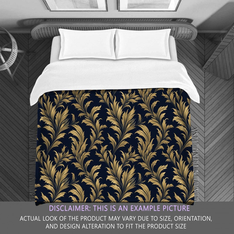 Polyester Comforter, Twin Comforter, Gold/Navy Floral