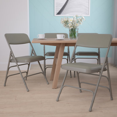 Curved Triple Braced & Double Hinged Upholstered Metal Folding Chair