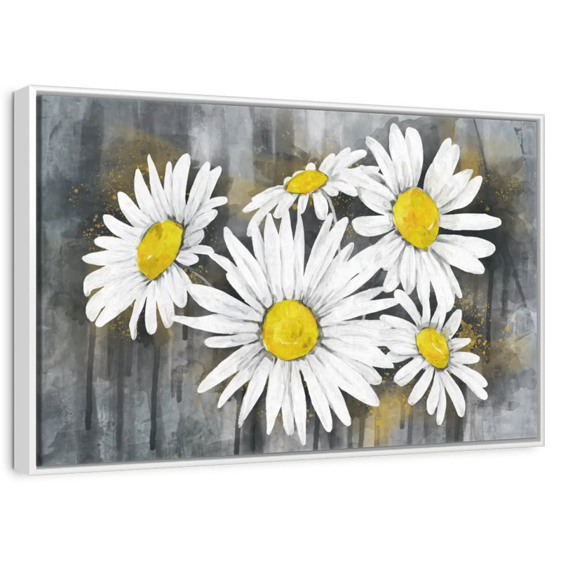 Bouquet de marguerites, Cadre flottant blanc, 46 po x 31 po