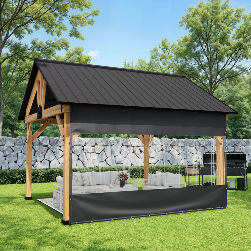 Rideau transparent multi-tailles pour l'extérieur, bâche imperméable et imperméable toutes saisons pour pergola, porche, pavillon de jardin, écran d'intimité et rideau occultant