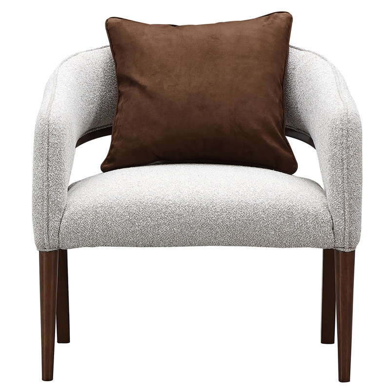 Houston Bouclé Modern Accent Chair - Pebble Gray/Walnut