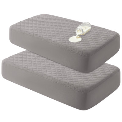 Ensemble de 2 protecteurs de matelas matelassés imperméables pour lit de bébé, protecteur de couche de lit TPU silencieux