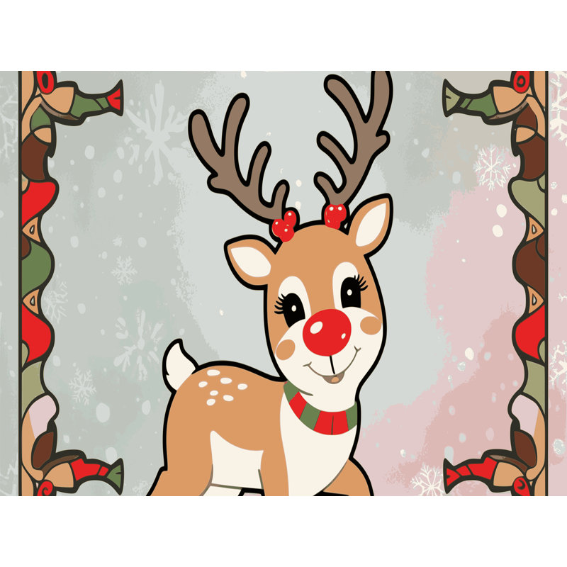 Tapis de vacances d'hiver de Noël lavable The Holiday Aisle®, Rectangulaire 2 pi x 3 pi