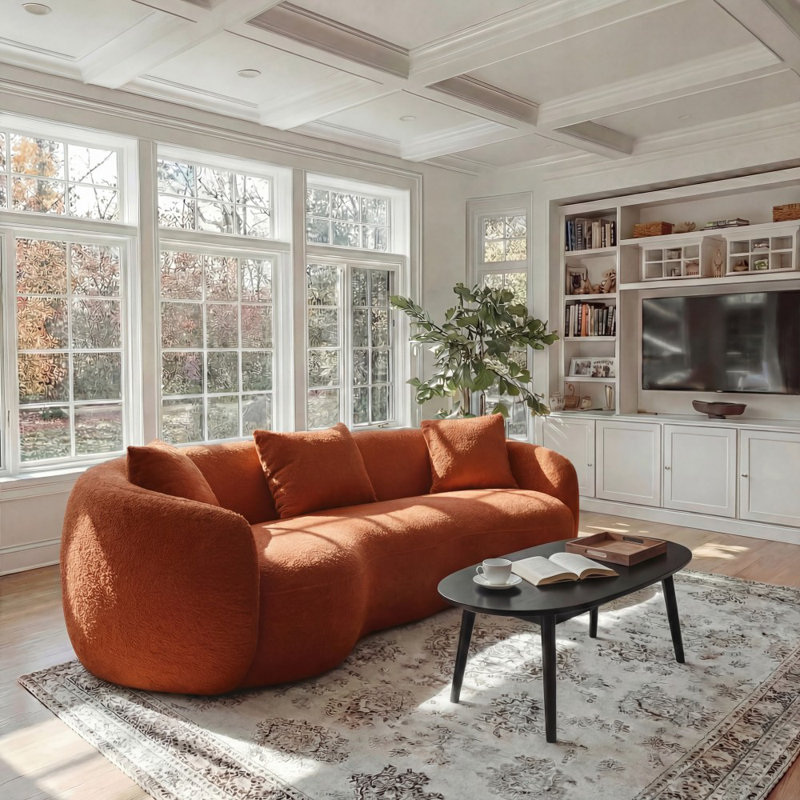 Canapé 93,5 po Mid-Century Curcle, Orange