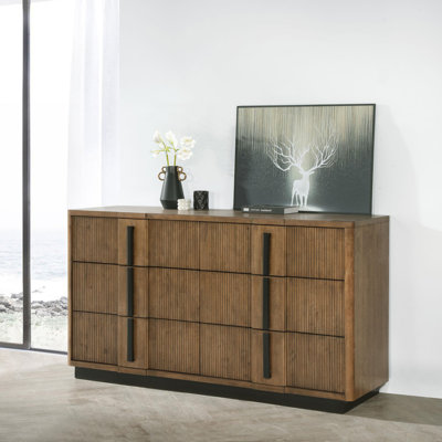 Commode 6 tiroirs brun cendré