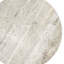 Table de bout ronde décorative en pierre de travertin gris naturel avec veines blanches, anthracite et brunes et base en bois massif brun