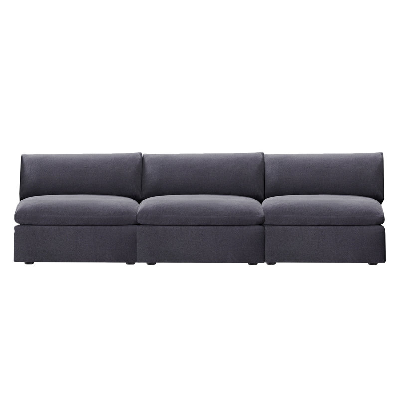 Annabella 3 - Piece 121" Upholstered Armless Sofa, Willow Zinc Performance Chenille