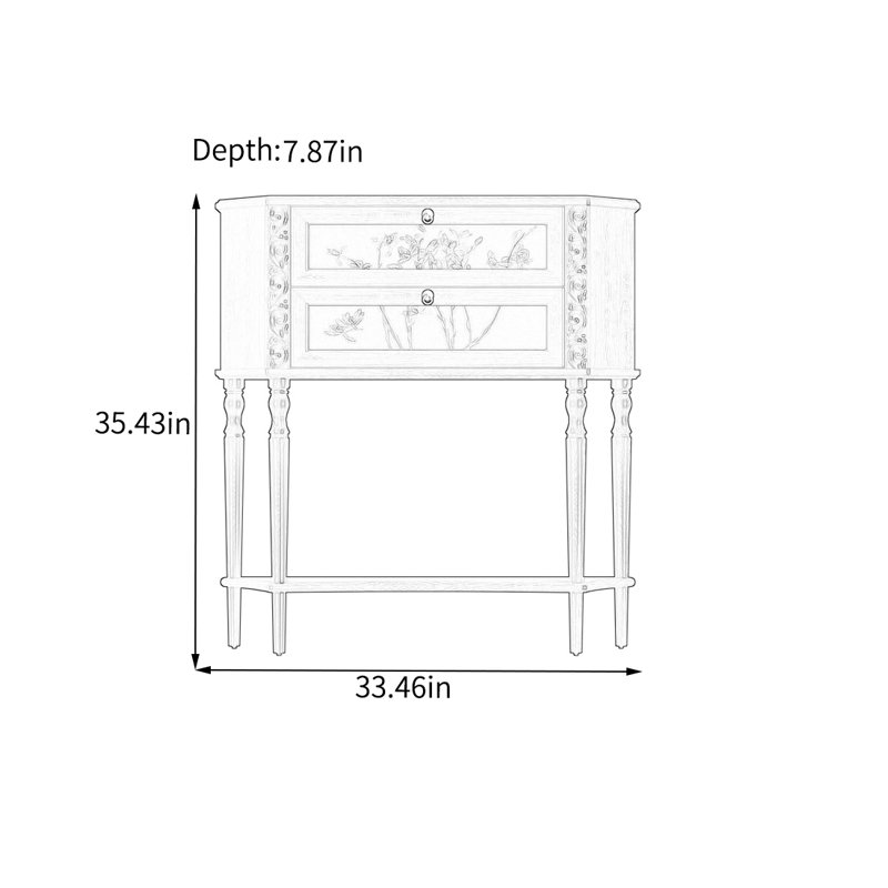 Two Drawer Solid Wood Storage Cabinet