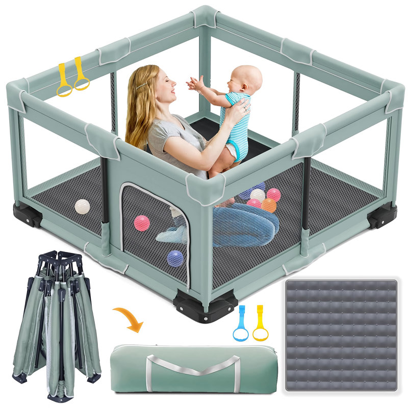 Parc pour bébé avec tapis Intexca - 127 x 127 cm, Vert