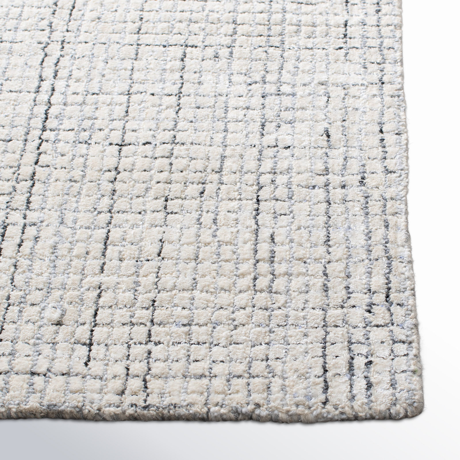 Rowe Ivory Grey Hand-Tufted Abstract Rug, Rectangle 2' x 3'