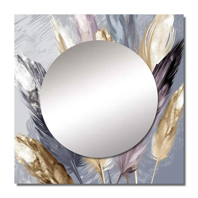 Meinulf - Glam Feather Square Mirror Wall Decor For Bedroom