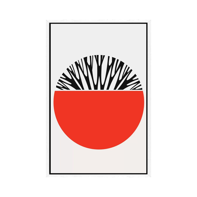 Abstractika - Red 1 Piece Wall Art on Canvas, 152.4cm H x 101.6cm W x 3.81cm D, White Floater Framed