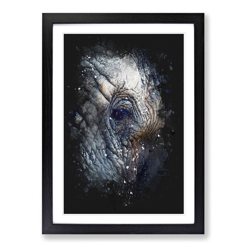 Blue Elephant - Framed Print, Black Framed, 63cm H x 45cm W x 2cm D