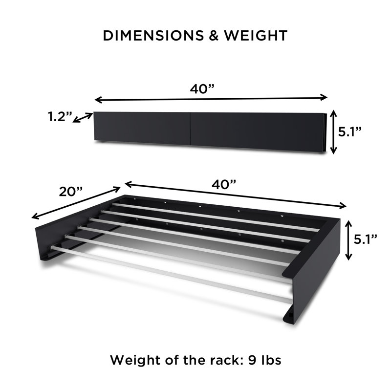Grille de séchage murale, Gris industriel, H 5,1 po x l 39,5 po x P 20 po