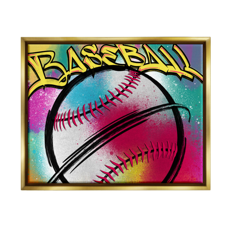 "Urban Sports Baseball", impression sur toile par Marcus Prime, H 17 po x l 21 po x P 1,7 po, Cadre flottant métallique doré