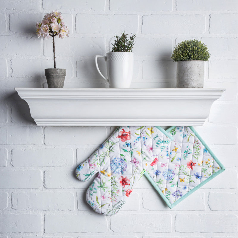 Maison d'Hermine Just Floral, manique et gant de cuisine 100 % coton - 19 x 33 cm et 20 x 20 cm