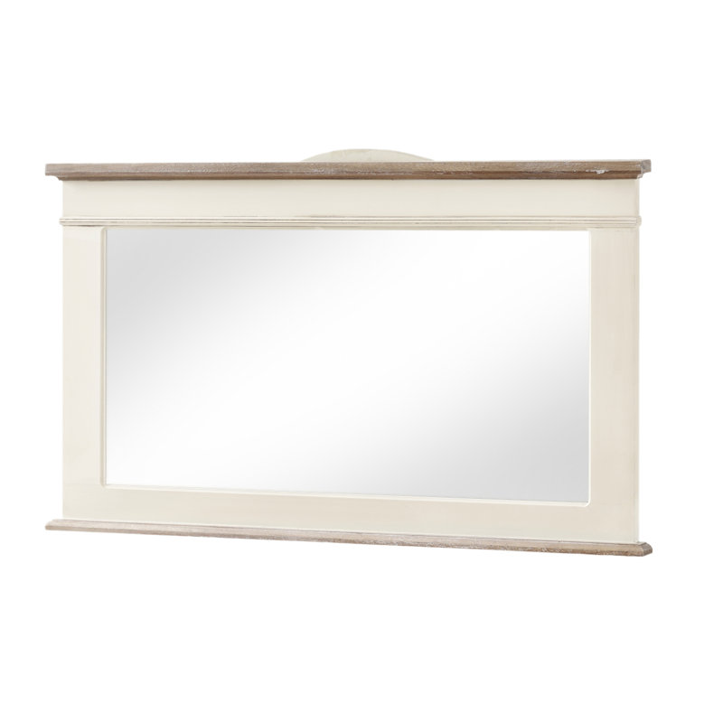 Circee Solid Wood Flat Wall Mirror, Cream/Brown